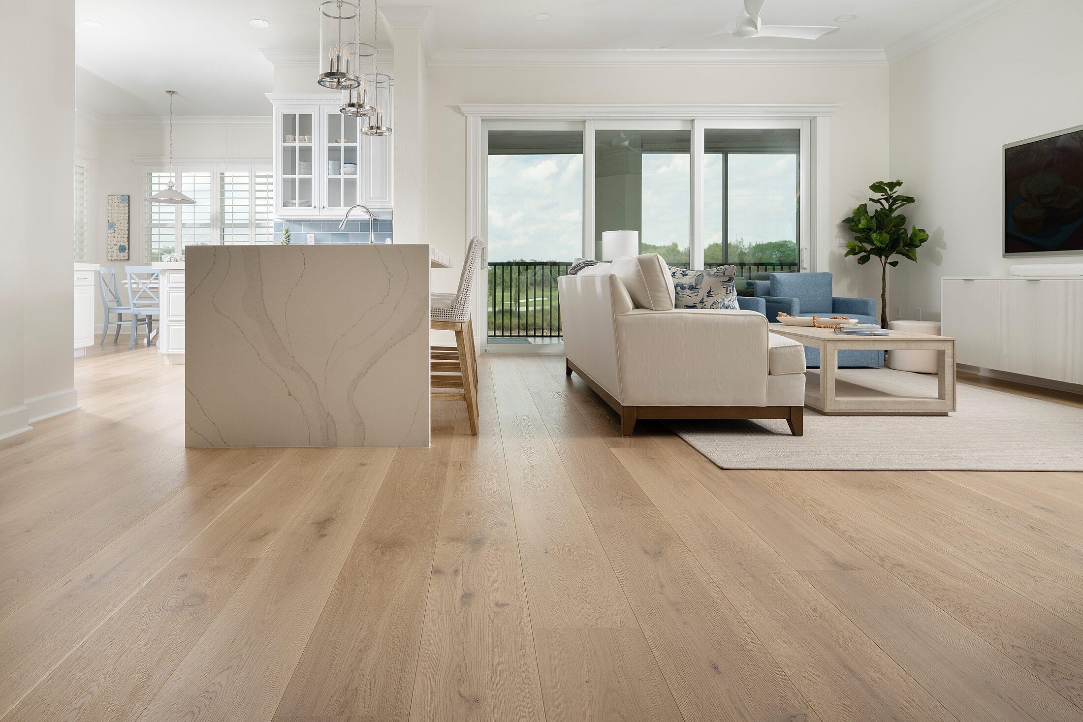 RIVA hardwood through the kitchen and living room at The Quarry.