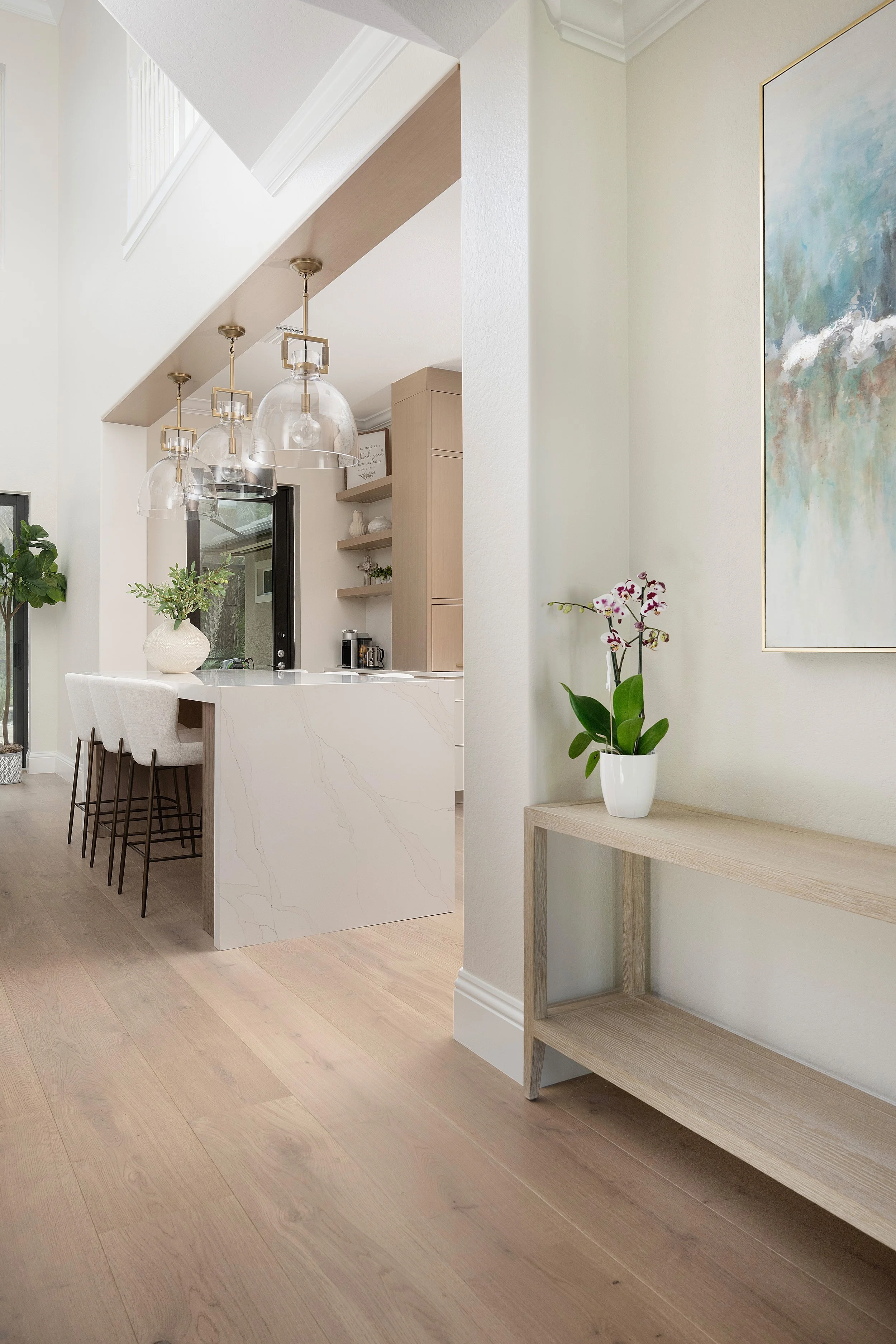 A semi-custom Naples kitchen scribed and fit in place by the ProFloorz crew